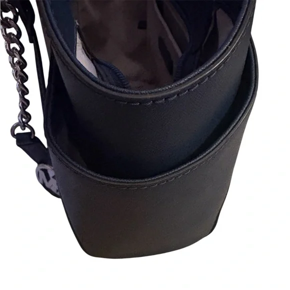 Michael Kors Jet Set Travel Large Saffiano Leather Chain Shoulder Tote Dark Navy - Picture 10 of 11